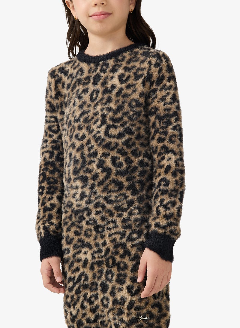 جس فستان متوسط الطول للأطفال بتصميم سويتر - Image 3